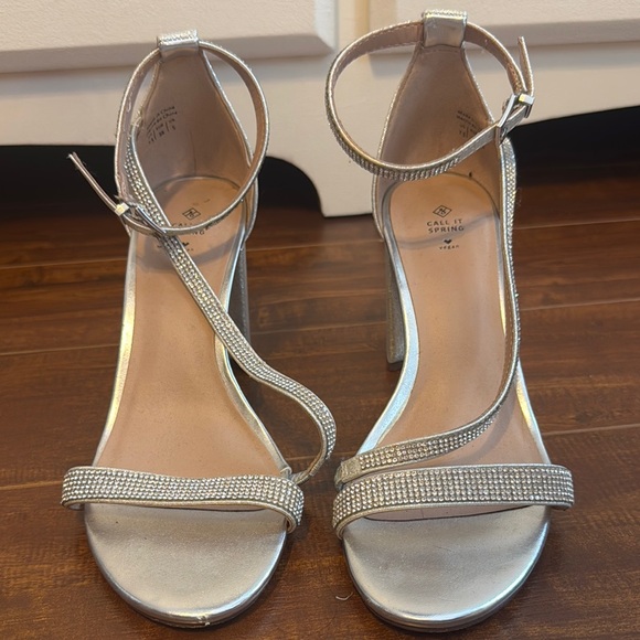 Call It Spring Shoes - Call It Spring Silver Rhinestone Heels